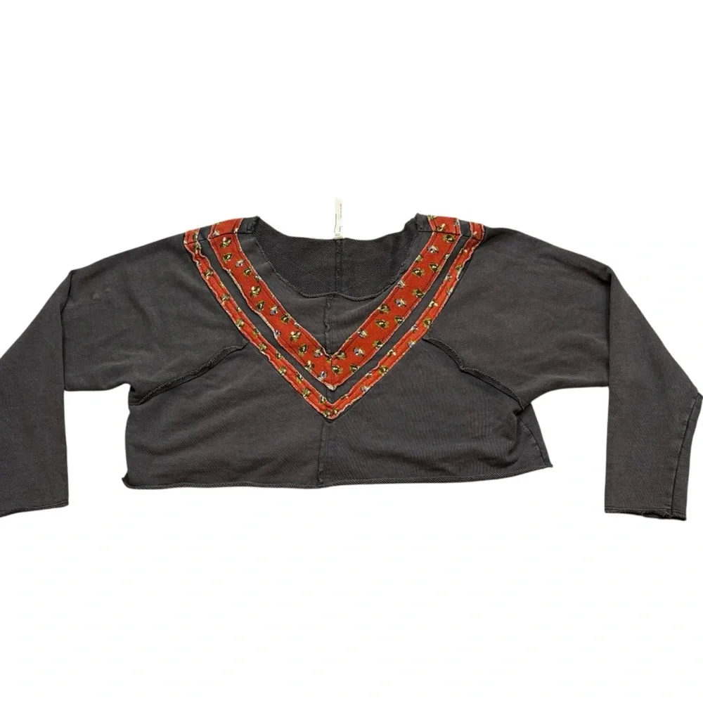 Ladies‎ Intimately Free People V Neckline V Pattern Patchwork Sweatshirt Large